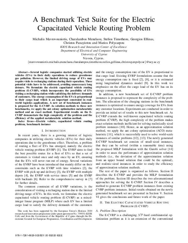 (PDF) A Benchmark Test Suite for the Electric Capacitated Vehicle ...