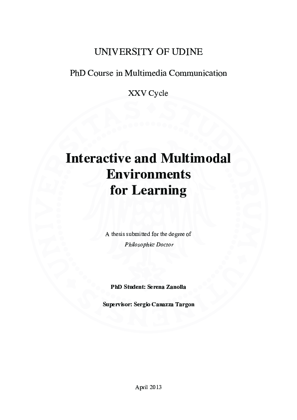 (PDF) Interactive and Multimodal Environments for Learning