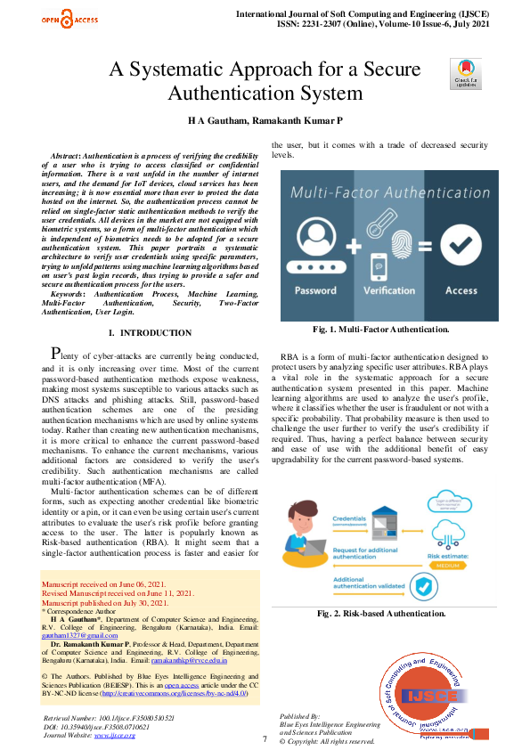 (PDF) A Systematic Approach for a Secure Authentication System
