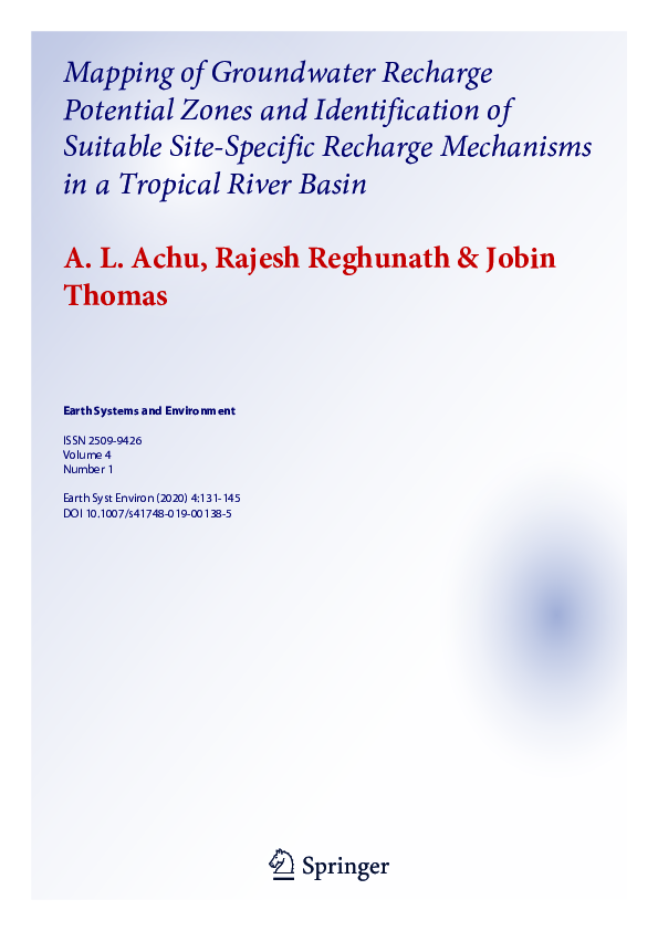(PDF) Mapping of Groundwater Recharge Potential Zones and ...