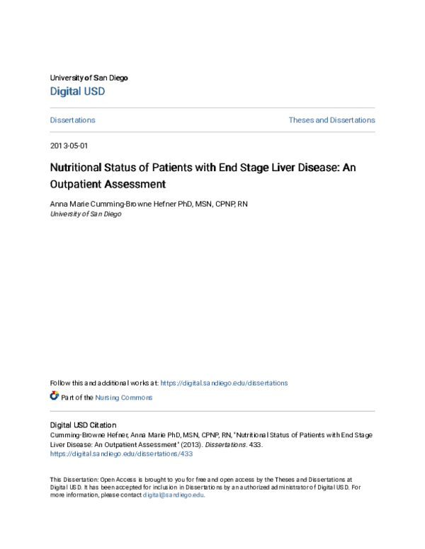 (PDF) Nutritional Status of Patients with End Stage Liver Disease: An ...