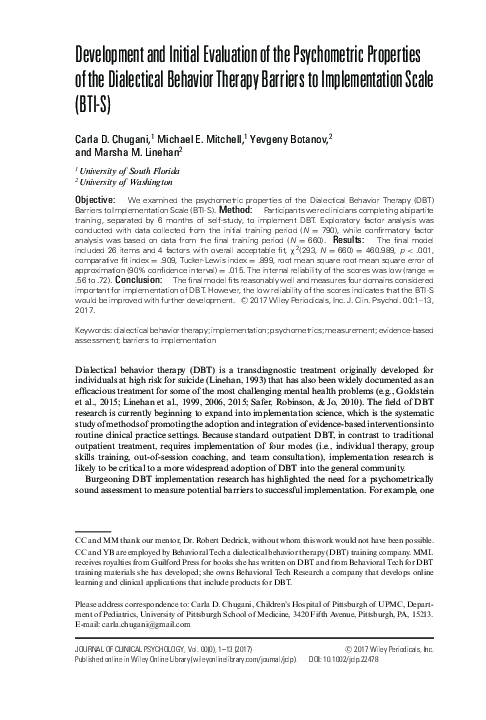 (PDF) Development and initial evaluation of the psychometric properties ...