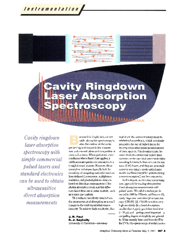 (PDF) Cavity ringdown laser absorption spectroscopy Richard Saykally