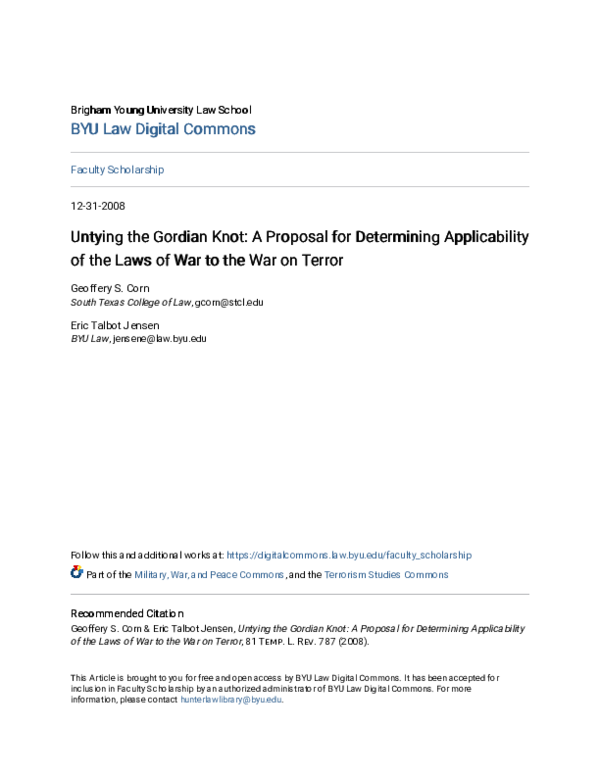 (PDF) Untying the Gordian Knot A Proposal for Determining