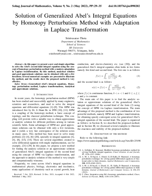 (PDF) Solution of Generalized Abel's Integral Equations by Homotopy ...