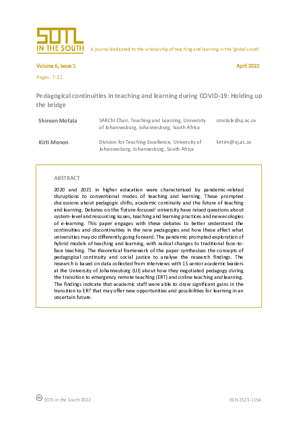 (PDF) Pedagogical continuities in teaching and learning during COVID-19 ...