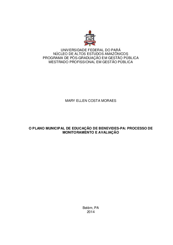 (PDF) O plano municipal de educação de Benevides-PA: processo de ...