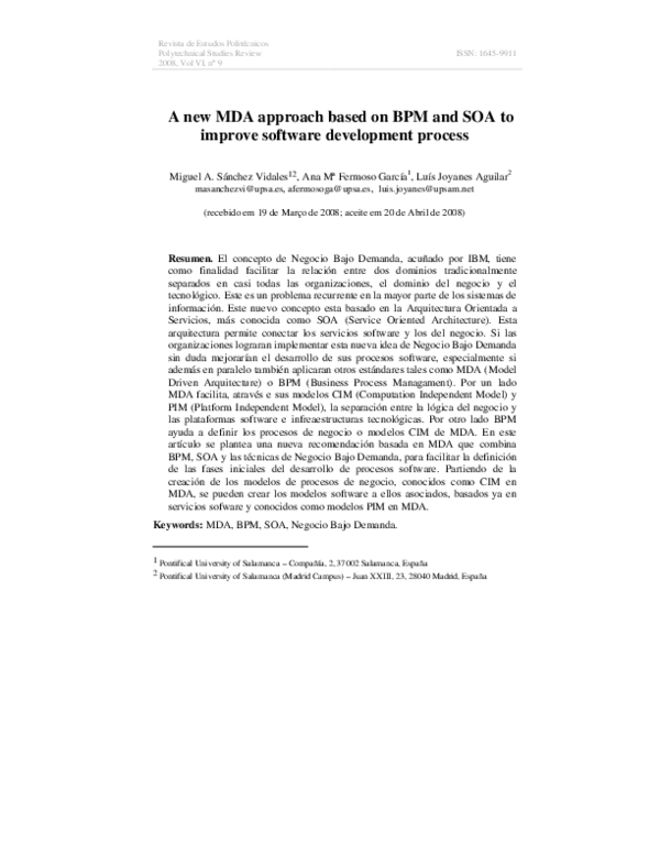 (PDF) A new MDA approach based on BPM and SOA to improve software ...