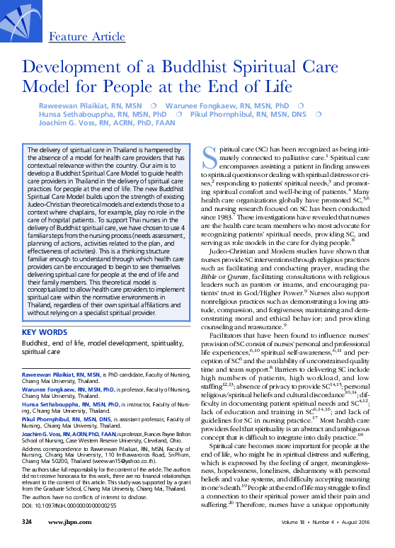 (PDF) Development of a Buddhist Spiritual Care Model for People at the ...