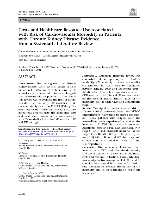 (PDF) Costs and Healthcare Resource Use Associated with Risk of ...