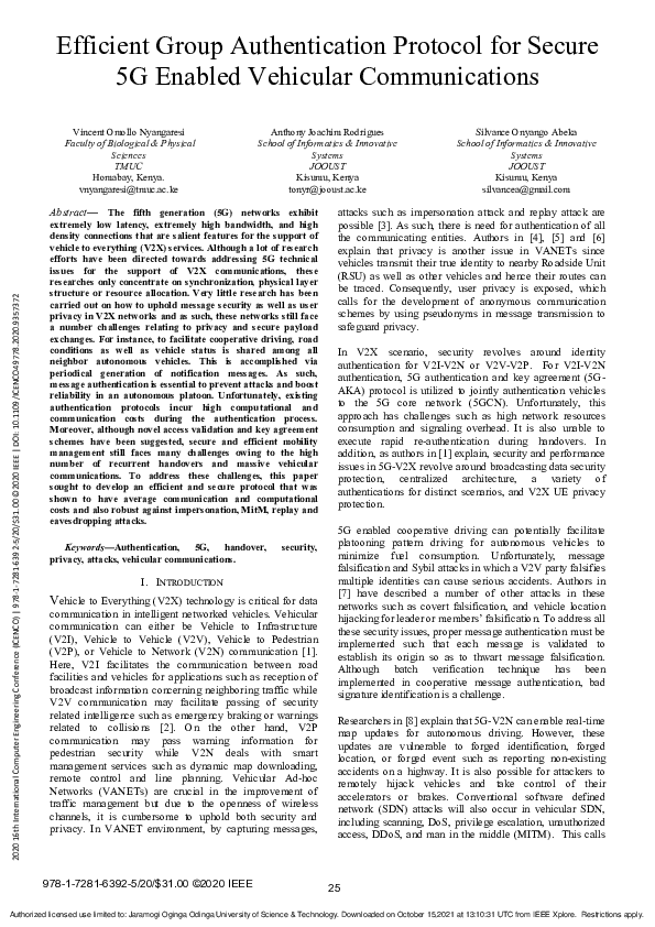(PDF) Efficient Group Authentication Protocol for Secure 5G Enabled ...