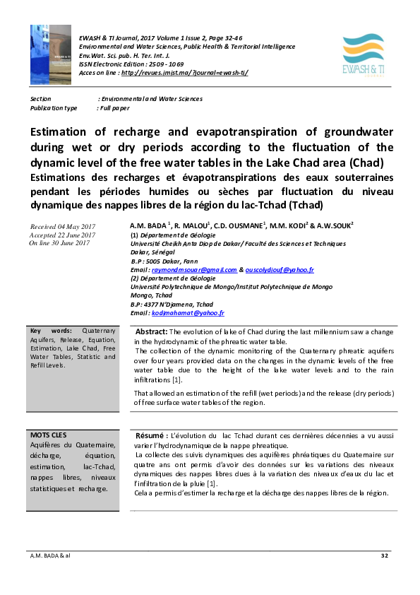 (PDF) Estimation of recharge and evapotranspiration of groundwater ...