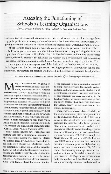 (PDF) Assessing the functioning of schools as learning organizations