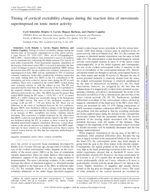 (PDF) Timing of cortical excitability changes during the reaction time ...