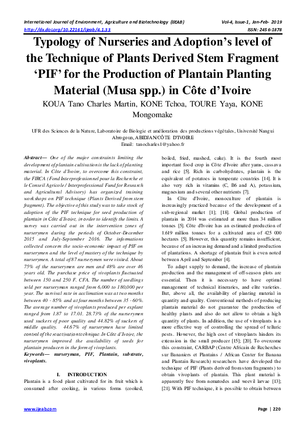 (PDF) Typology of Nurseries and Adoption’s level of the Technique of ...