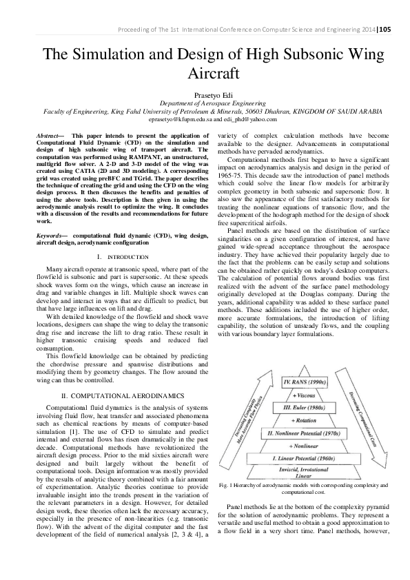 (PDF) The Simulation and Design of High Subsonic Wing Aircraft