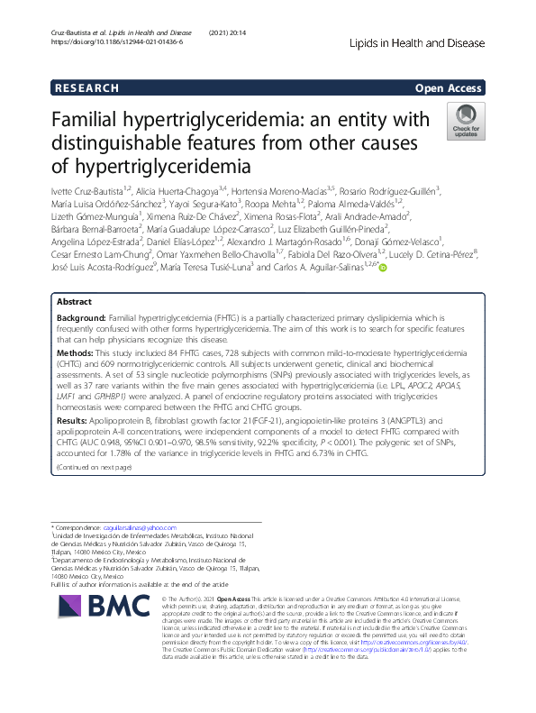 (PDF) Familial hypertriglyceridemia: an entity with distinguishable ...