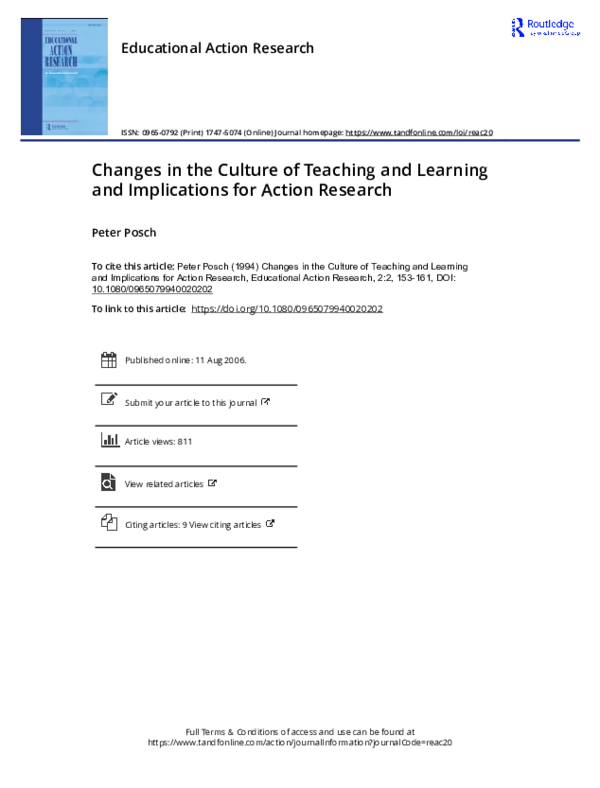  pdf changes in the culture of teaching and learning and implications 