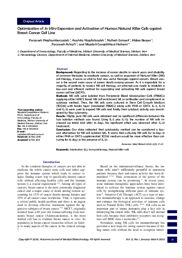 (PDF) Optimization of In Vitro Expansion and Activation of Human ...