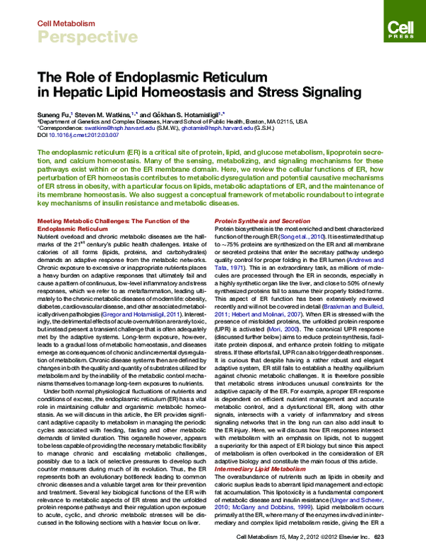 (PDF) The Role of Endoplasmic Reticulum in Hepatic Lipid Homeostasis ...
