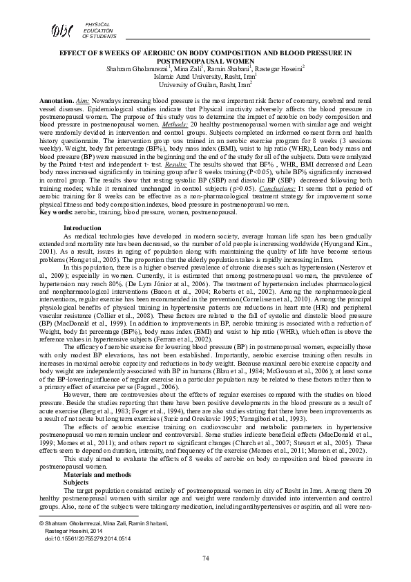 (PDF) Effect of 8 weeks of aerobic on body composition and blood ...