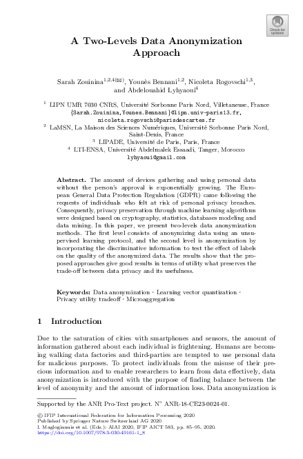 (PDF) A Two-Levels Data Anonymization Approach