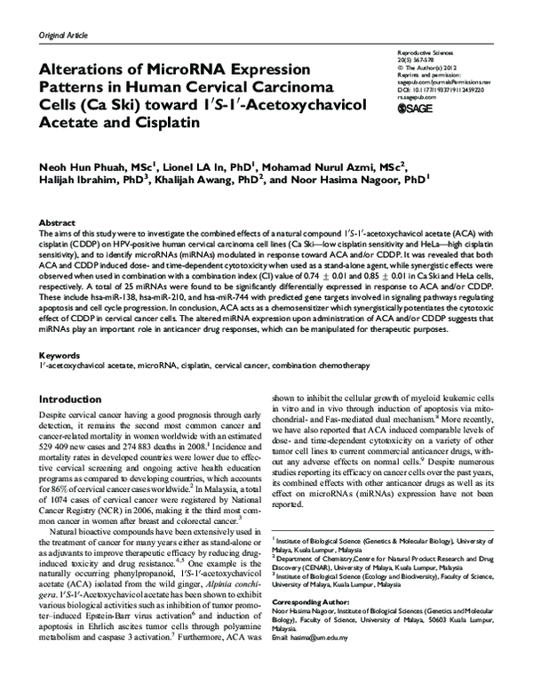 (PDF) Alterations of MicroRNA Expression Patterns in Human Cervical ...