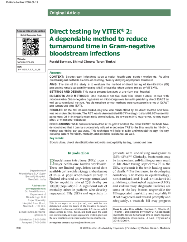 (PDF) Direct testing by VITEK® 2: A dependable method to reduce ...