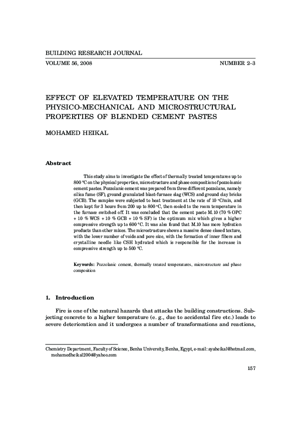 (PDF) Effect of Elevated Temperature on the Physico-Mechanical and ...