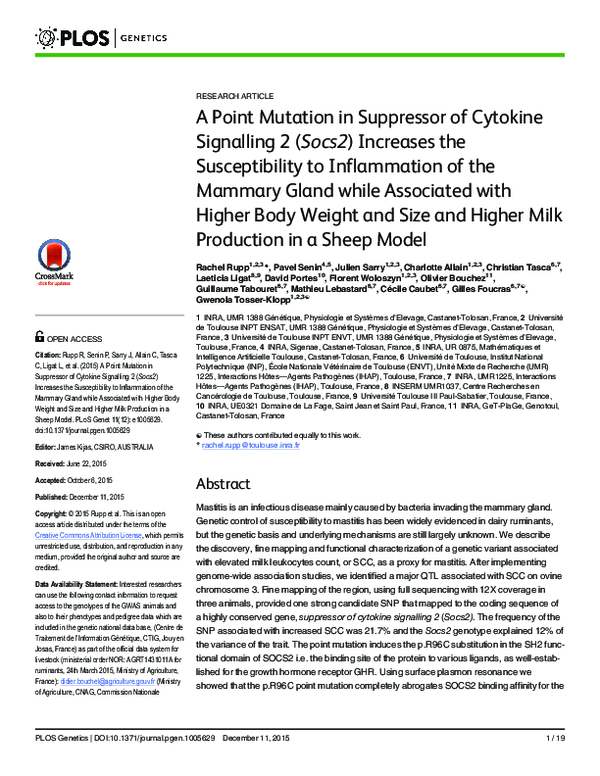 (PDF) A Point Mutation in Suppressor of Cytokine Signalling 2 (Socs2 ...