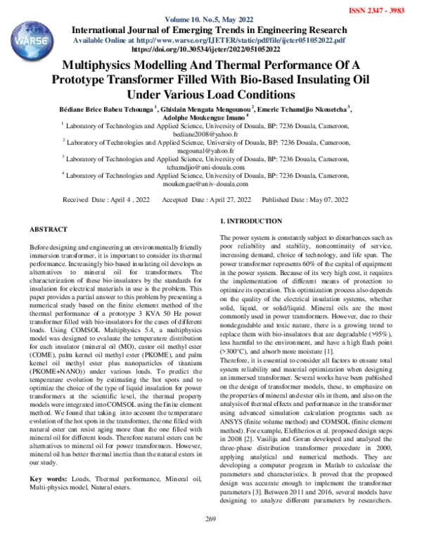 (PDF) Multiphysics Modelling And Thermal Performance Of A Prototype ...