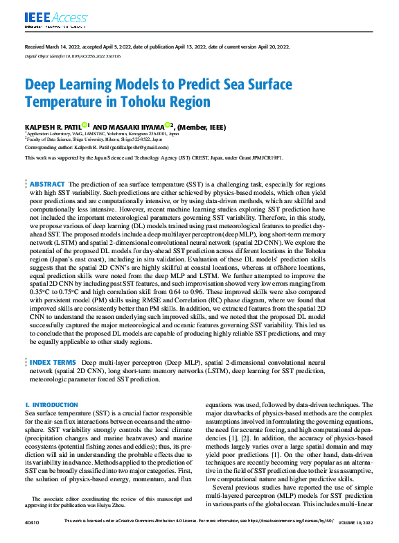 (PDF) Deep Learning Models to Predict Sea Surface Temperature in Tohoku ...