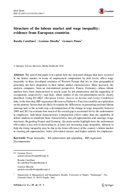 (PDF) Structure of the labour market and wage inequality: evidence from ...