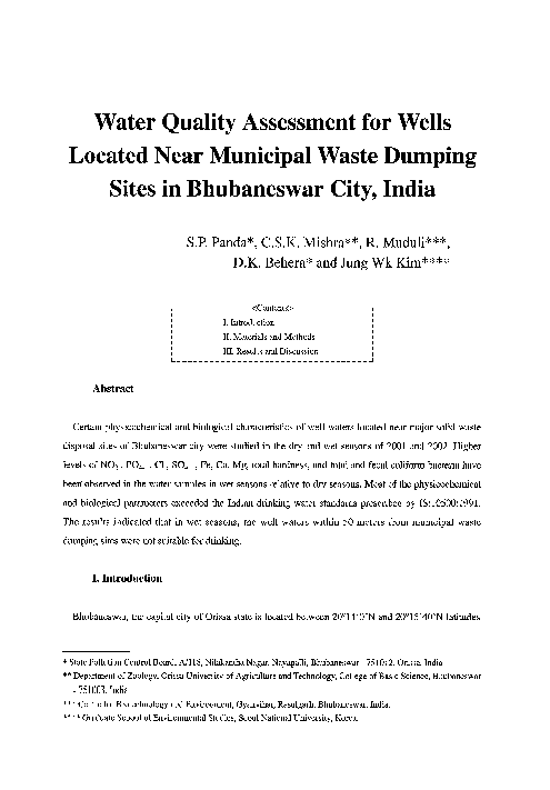(PDF) Water Quality Assessment for Wells Located Near Municipal Waste ...