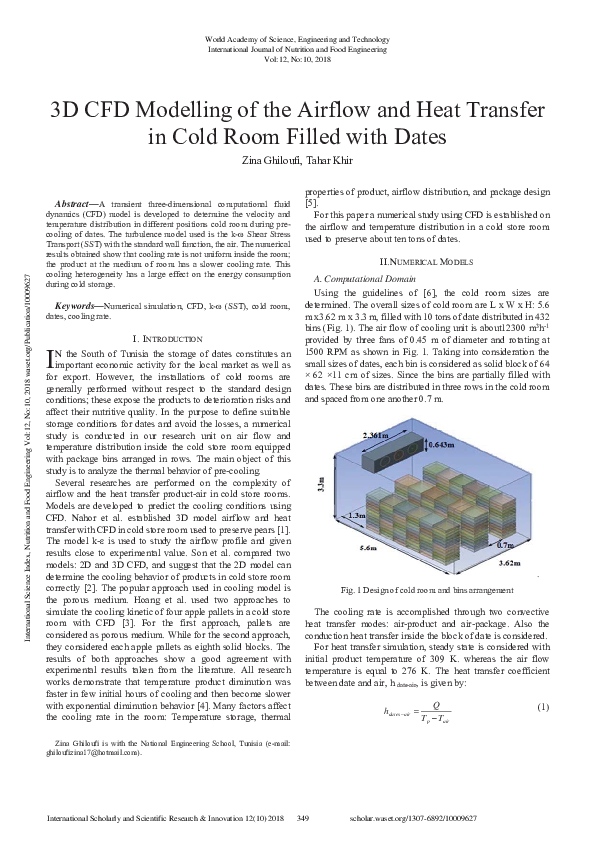 (PDF) 3D Cfd Modelling Of The Airflow And Heat Transfer In Cold Room ...