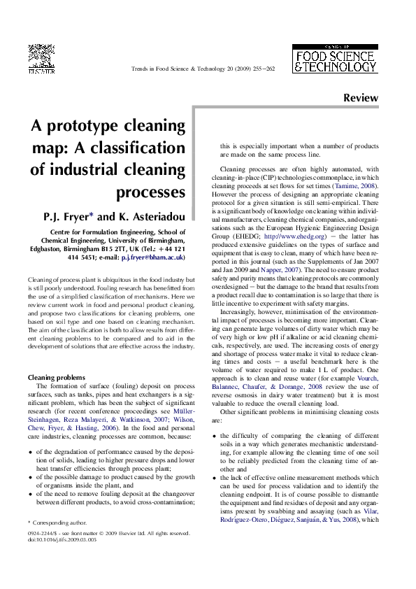 (PDF) A prototype cleaning map A classification of industrial cleaning