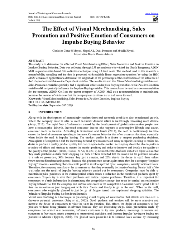 (PDF) The Effect of Visual Merchandising, Sales Promotion and Positive ...