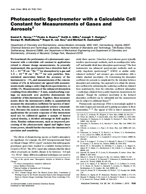 (PDF) Photoacoustic Spectrometer with a Calculable Cell Constant for ...