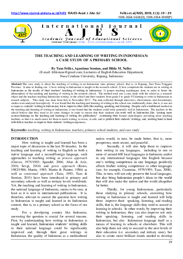 (PDF) The Teaching and Learning of Writing in Indonesian: A Case Study ...