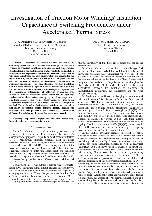 (PDF) Investigation of traction motor windings' insulation capacitance
