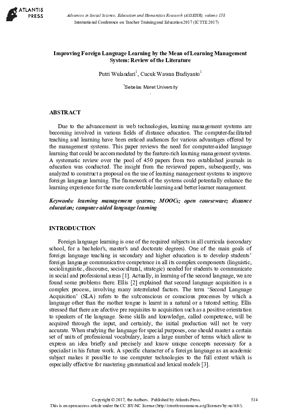 (PDF) Improving Foreign Language Learning by the Mean of Learning ...