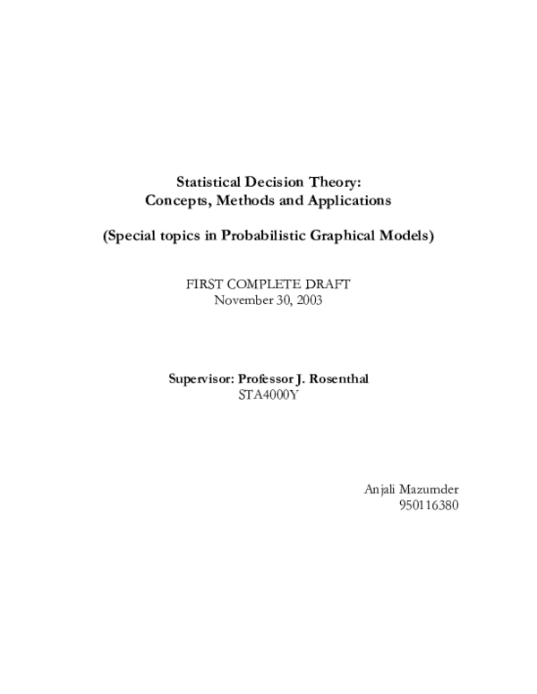 (PDF) Part I: Decision Theory – Concepts and Methods Part I: DECISION ...