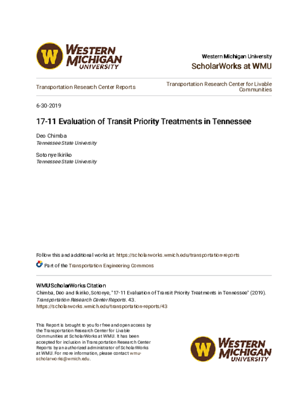 (PDF) 1711 Evaluation of Transit Priority Treatments in Tennessee