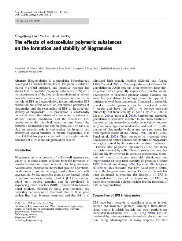 (PDF) The effects of extracellular polymeric substances on the ...