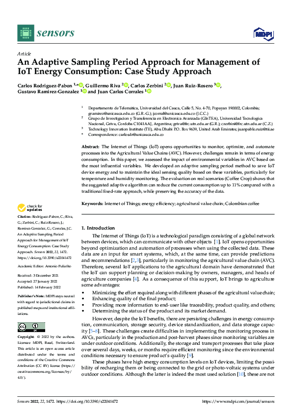 (PDF) An Adaptive Sampling Period Approach for Management of IoT Energy ...