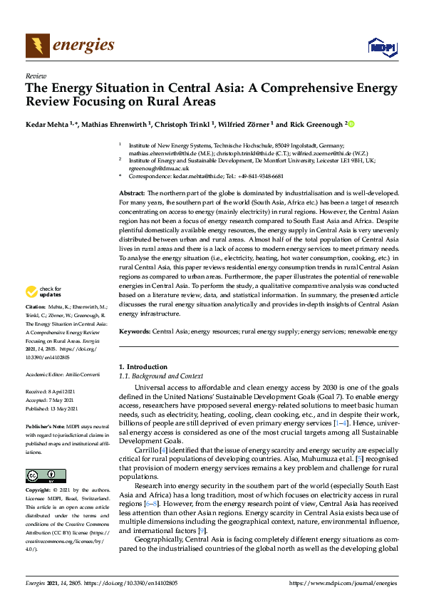 (PDF) The Energy Situation in Central Asia: A Comprehensive Energy ...