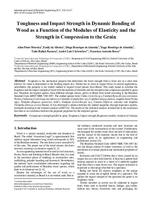 (PDF) Toughness and Impact Strength in Dynamic Bending of Wood as a ...