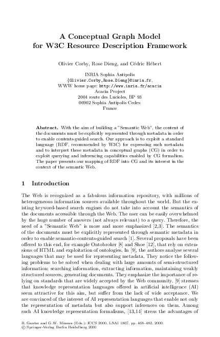 (PDF) A Conceptual Graph Model for W3C Resource Description Framework