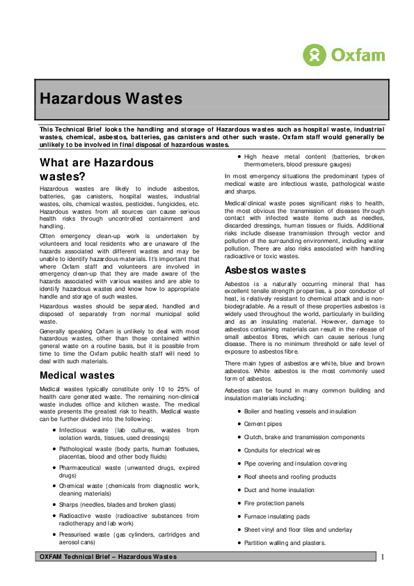 (PDF) Handling and Storage of Hazardous wastes