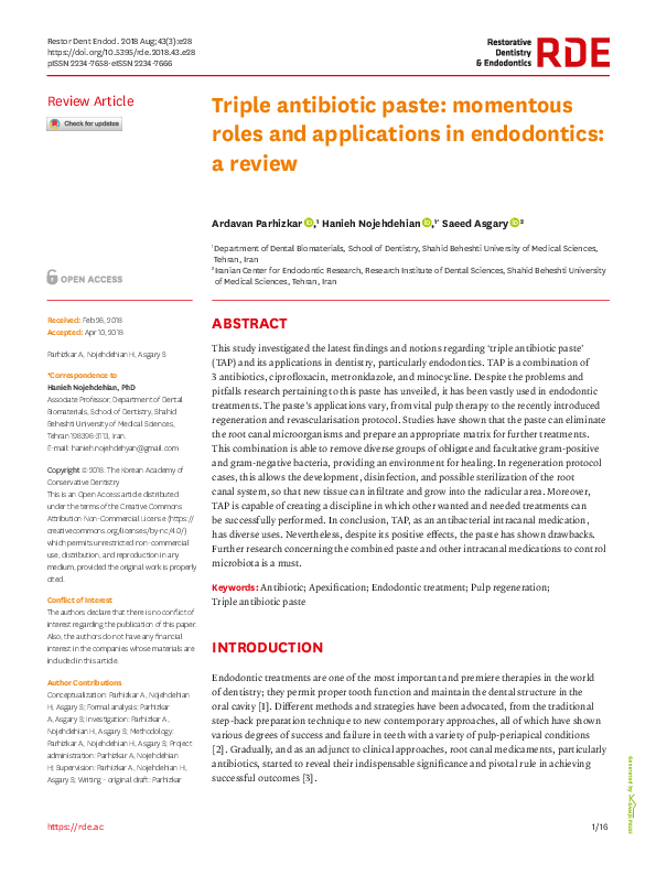 (PDF) Triple antibiotic paste momentous roles and applications in
